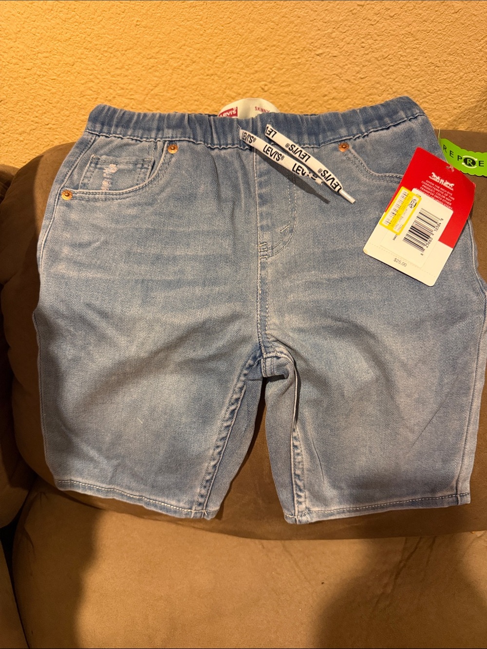 Levi's Light Wash Denim Drawstring Shorts